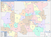 Waterloo-Cedar Falls Metro Area Wall Map Color Cast Style